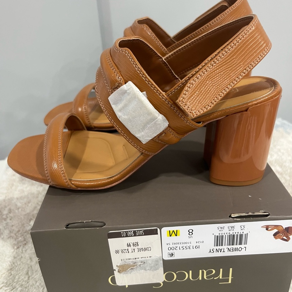 Franco Sarto Women's Brown Block Heel Sandals - Picture 3 of 6